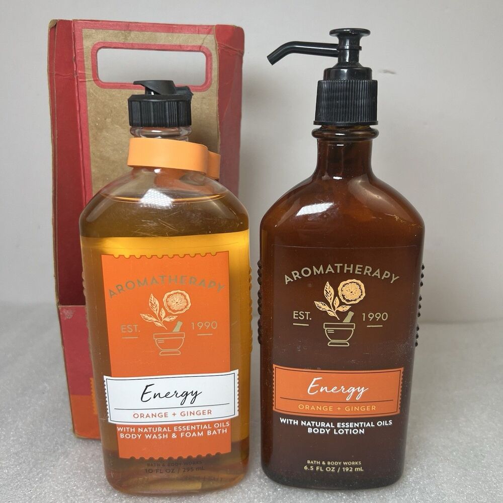 Bath & Body Works Aromatherapy Energy Orange + Ginger lotion & body wash bundle